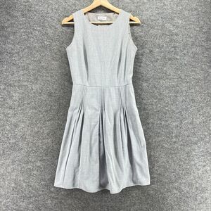 Calvin Klein Light Gray Pleated Scoop Neck Midi Dress